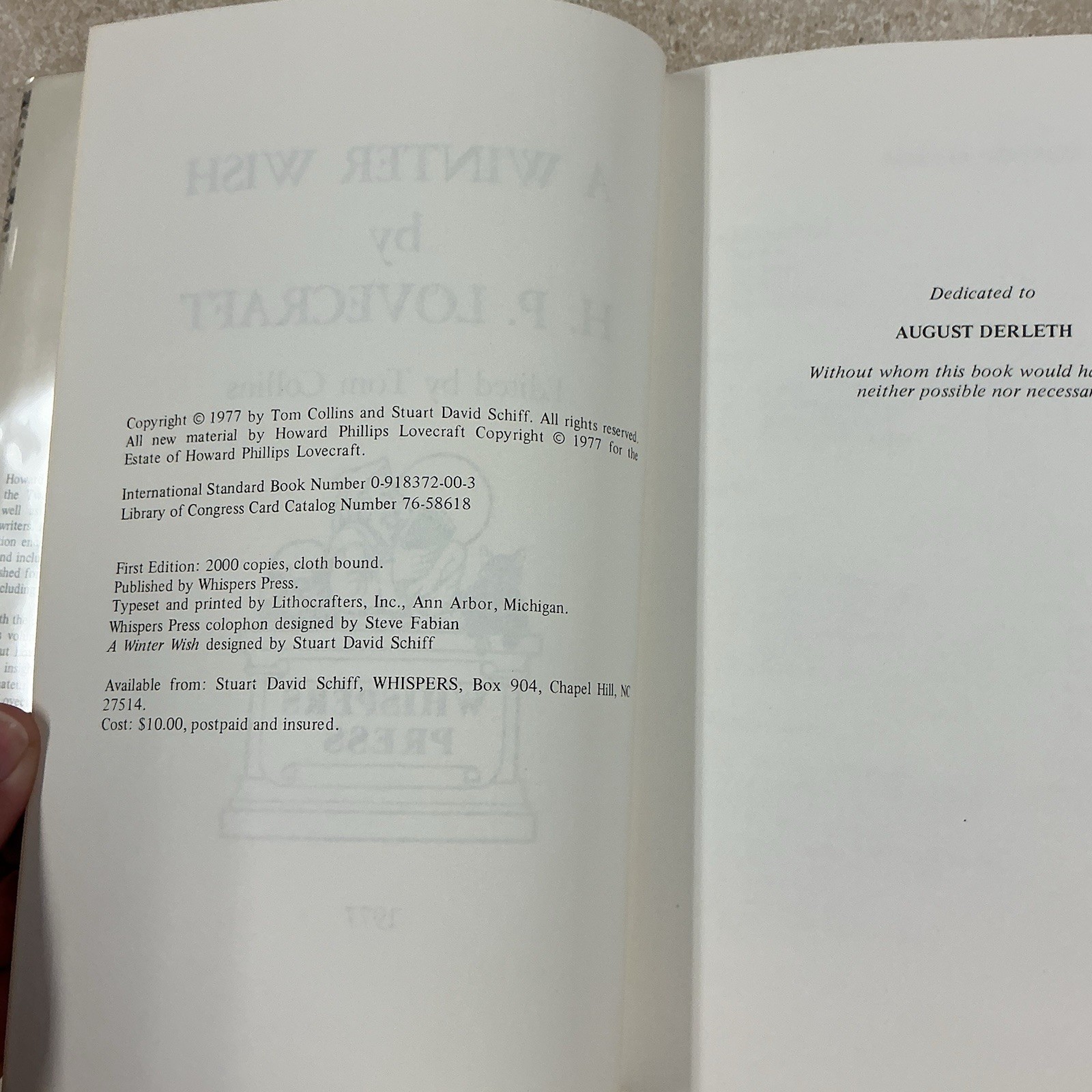 A Winter Wish & Other Poems H.P Lovecraft 1977 First Edition HB Vintage Book