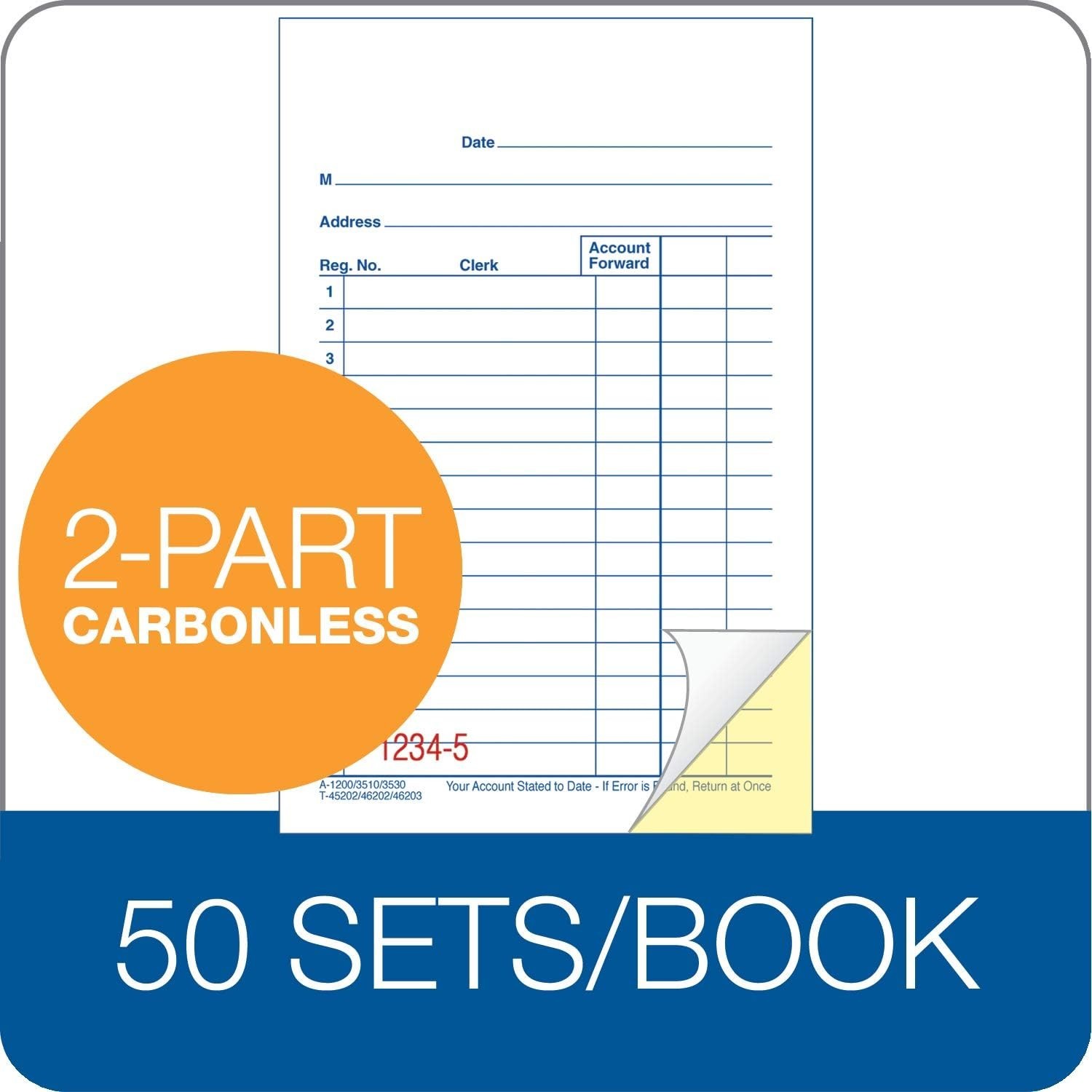 Elegant Carbonless Sales Order Book – 2-Part, 50 Sets, 3-11/32 x 5-5/8 Inches