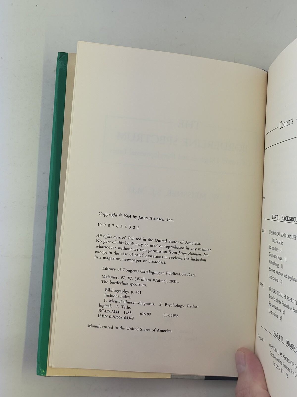 The Borderline Spectrum: Differential Diagnosis and By W. Meissner, 1984 1st Ed.