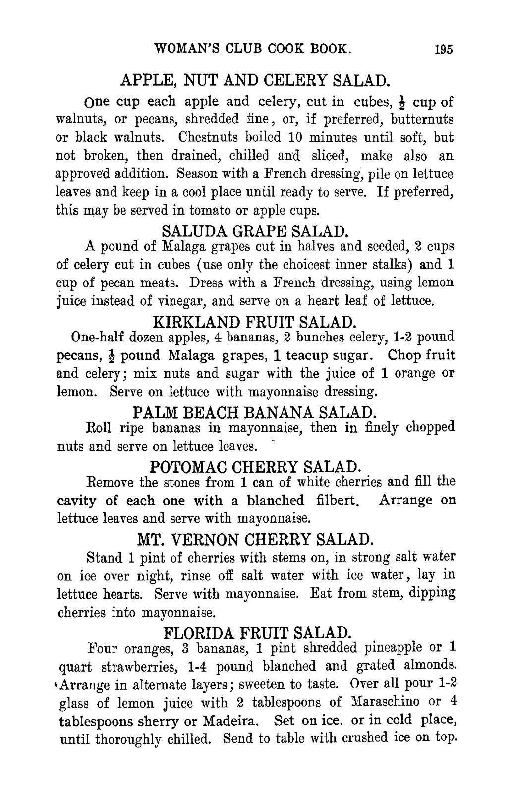 1908 Woman’s Club Cook Book Of Southern Recipes 256 Pages