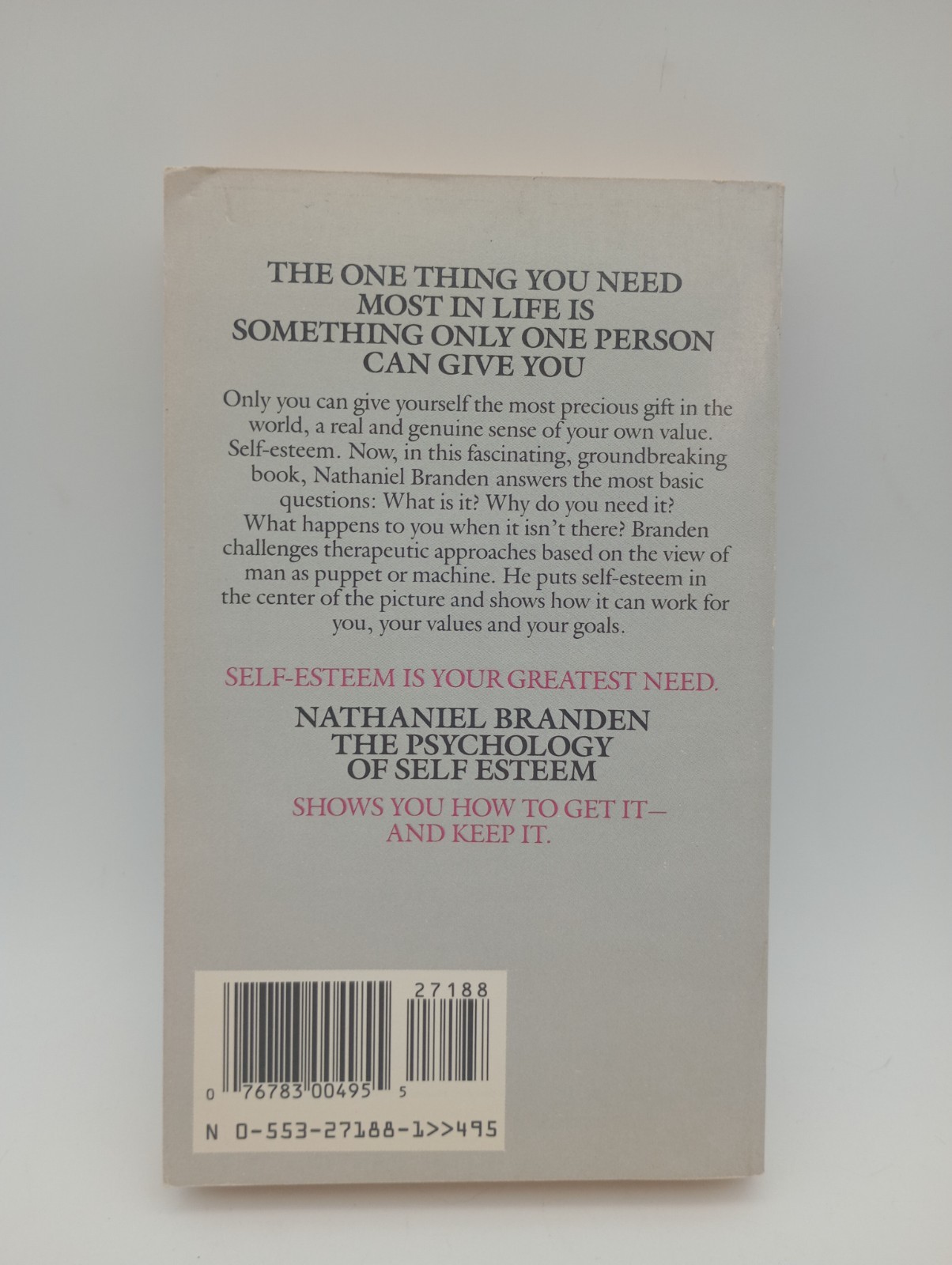 The Psychology of Self Esteem, Vtg Paperback, 1987, Bantam, by Nathaniel Branden