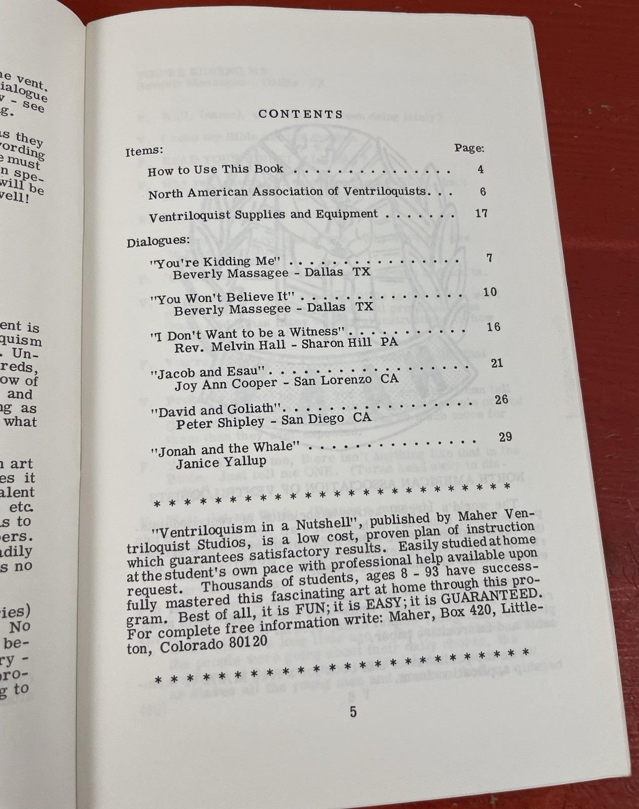 N.A.A.V. Dialogues for Ventriloquists Gospel Subjects Maher Studios VTG PB 1974