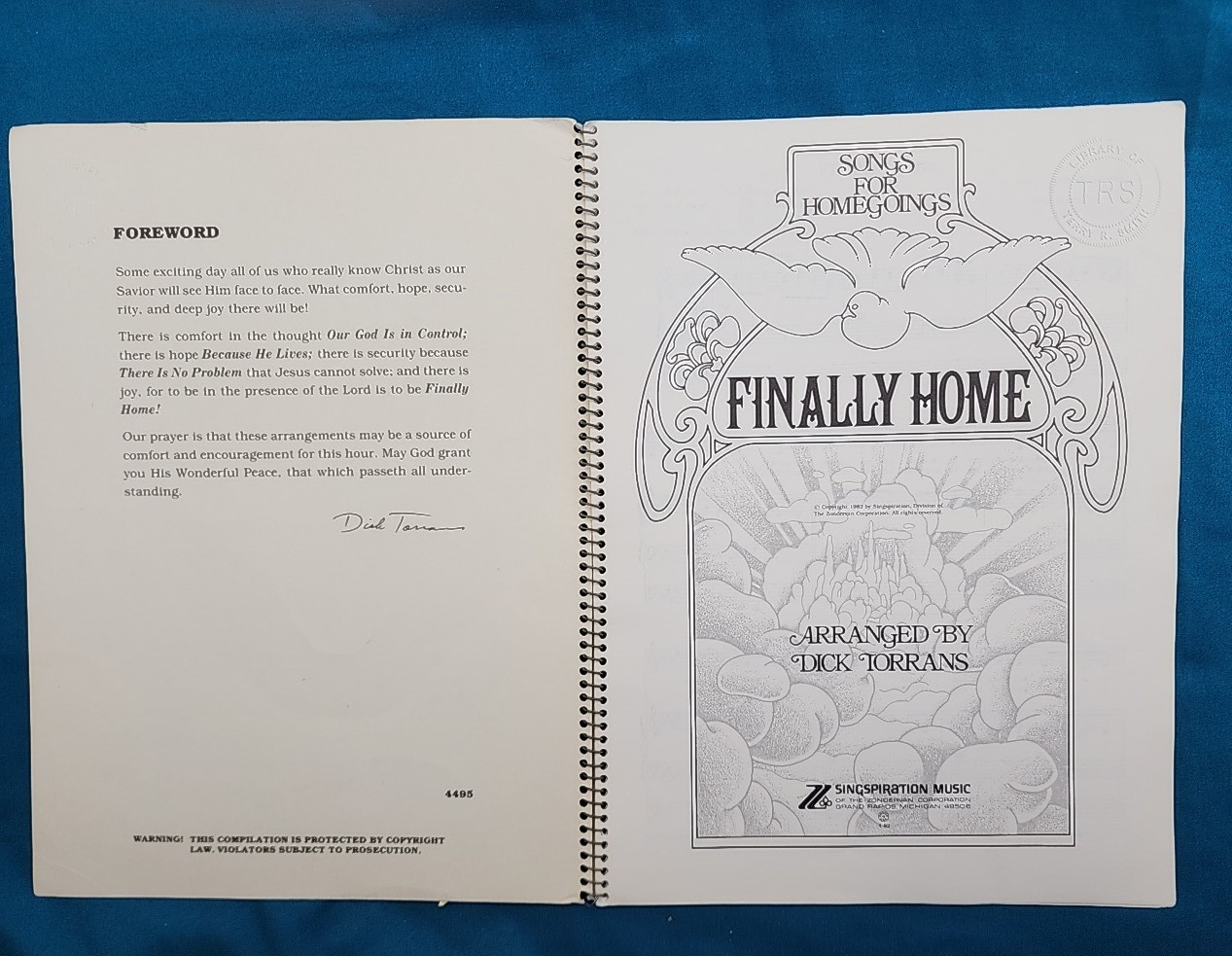 Finally Home arranged Dick Torrans Songs for Homegoing Music Song Book Sheet