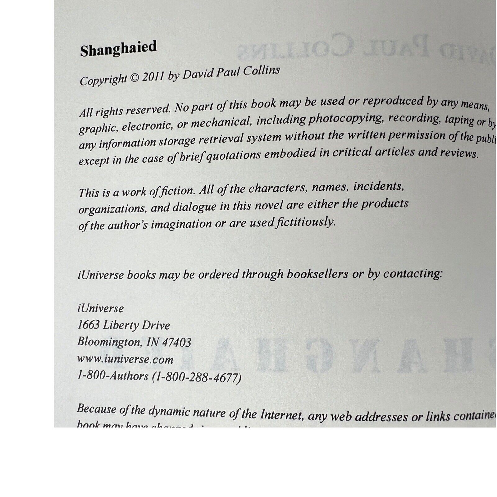Shanghaied by David Paul Collins Hardcover Book And Dust Jacket