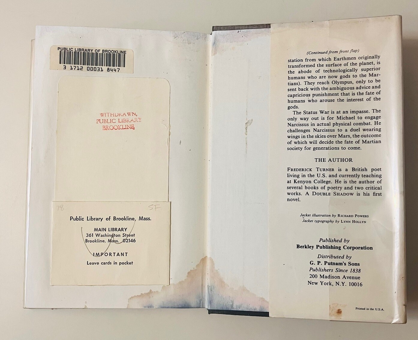 Double Shadow Frederick Turner 1978 Hardcover DJ First Edition Fantasy