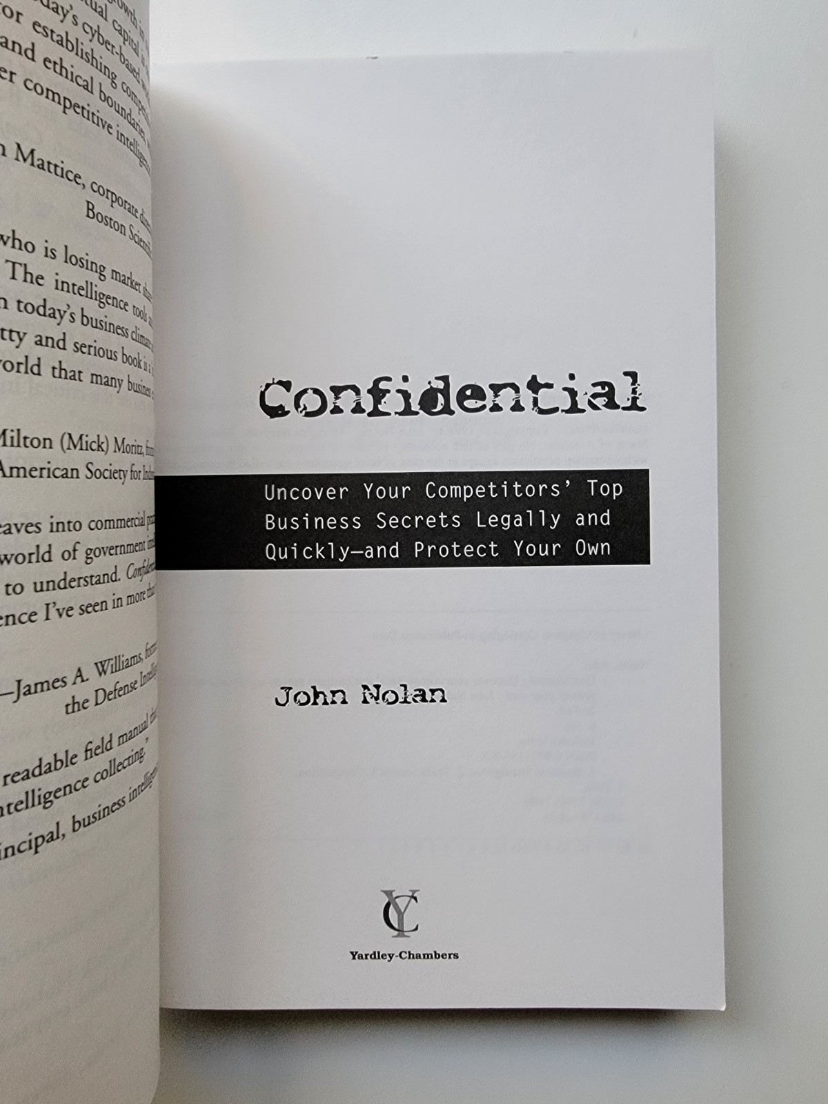 John Nolan CONFIDENTIAL: BUSINESS SECRETS, GETTING THEIRS -OUT OF PRINT – First