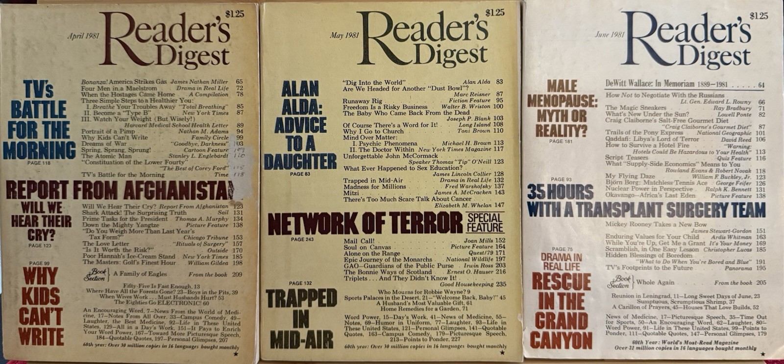 1981 April May June READER’S DIGEST MAGAZINE Vintage History Shorts