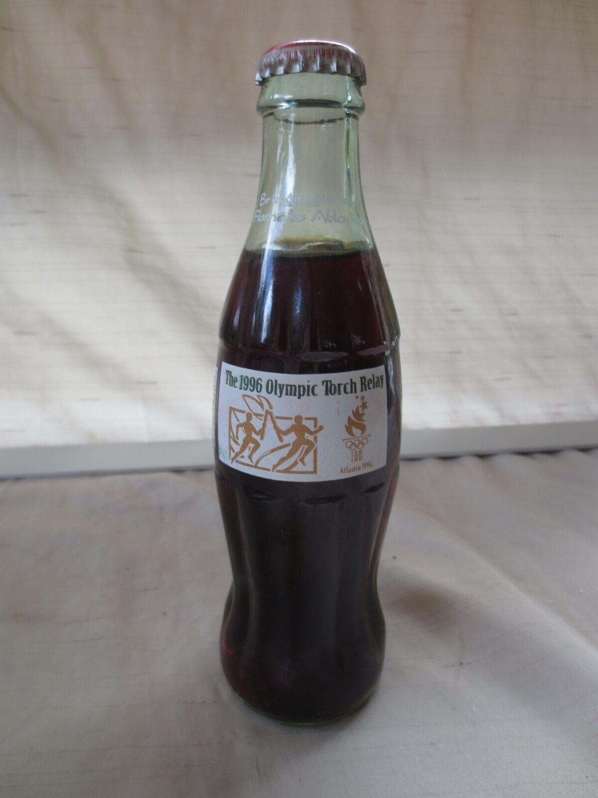 1996 ATLANTA OLYMPICS 1996 OLYMPIC TORCH RELAY 8 OZ GLASS COCA – COLA BOTTLE