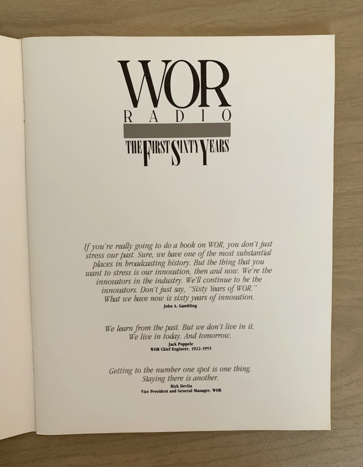 WOR Radio 1922-1982: The First Sixty Years New York John Gambling