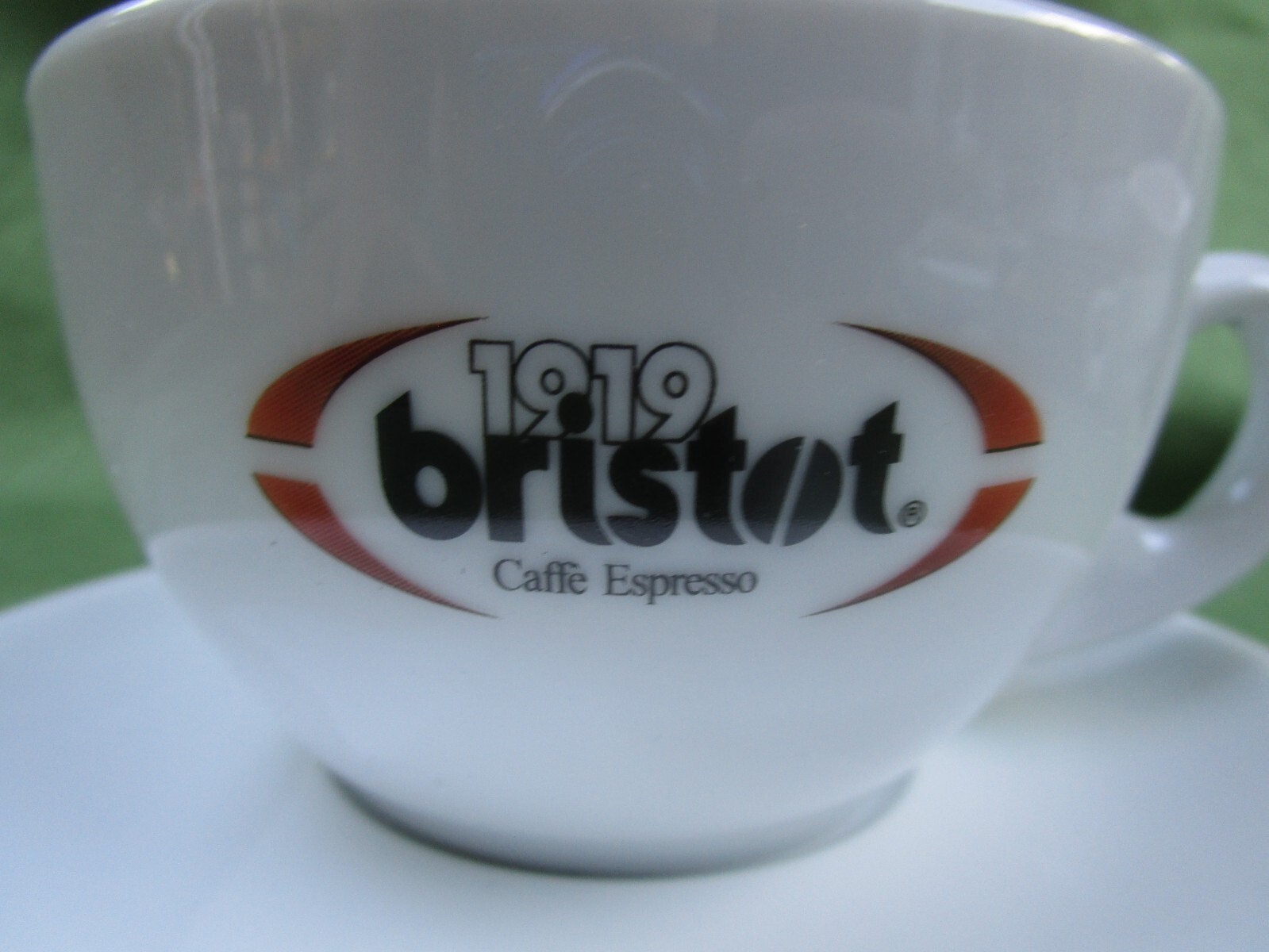 1919 Bristot Caffe Espresso Heavy White Porcelain Cappuccino Cup 8 oz and Saucer