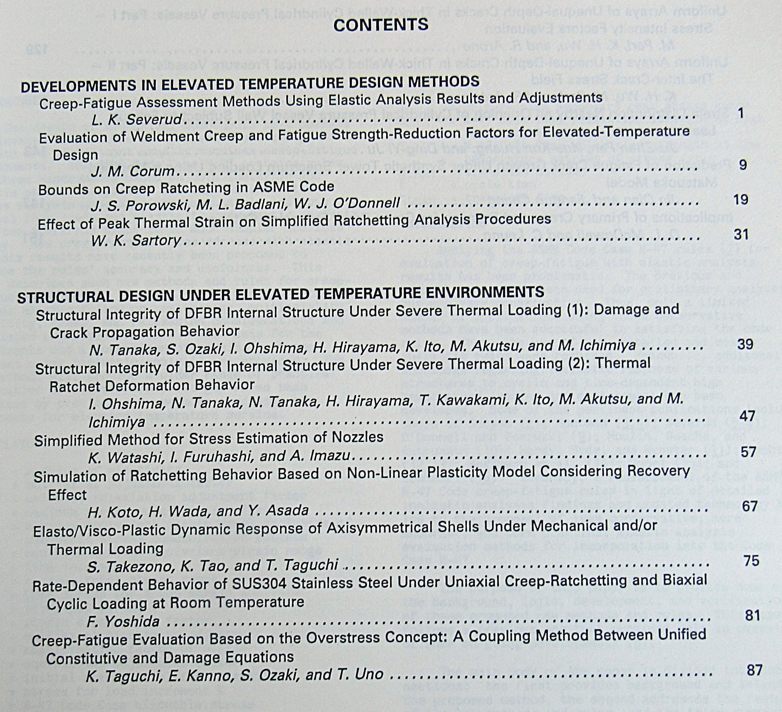 Structural Design for Elevated Temperature Environments PVP vol 163 1989