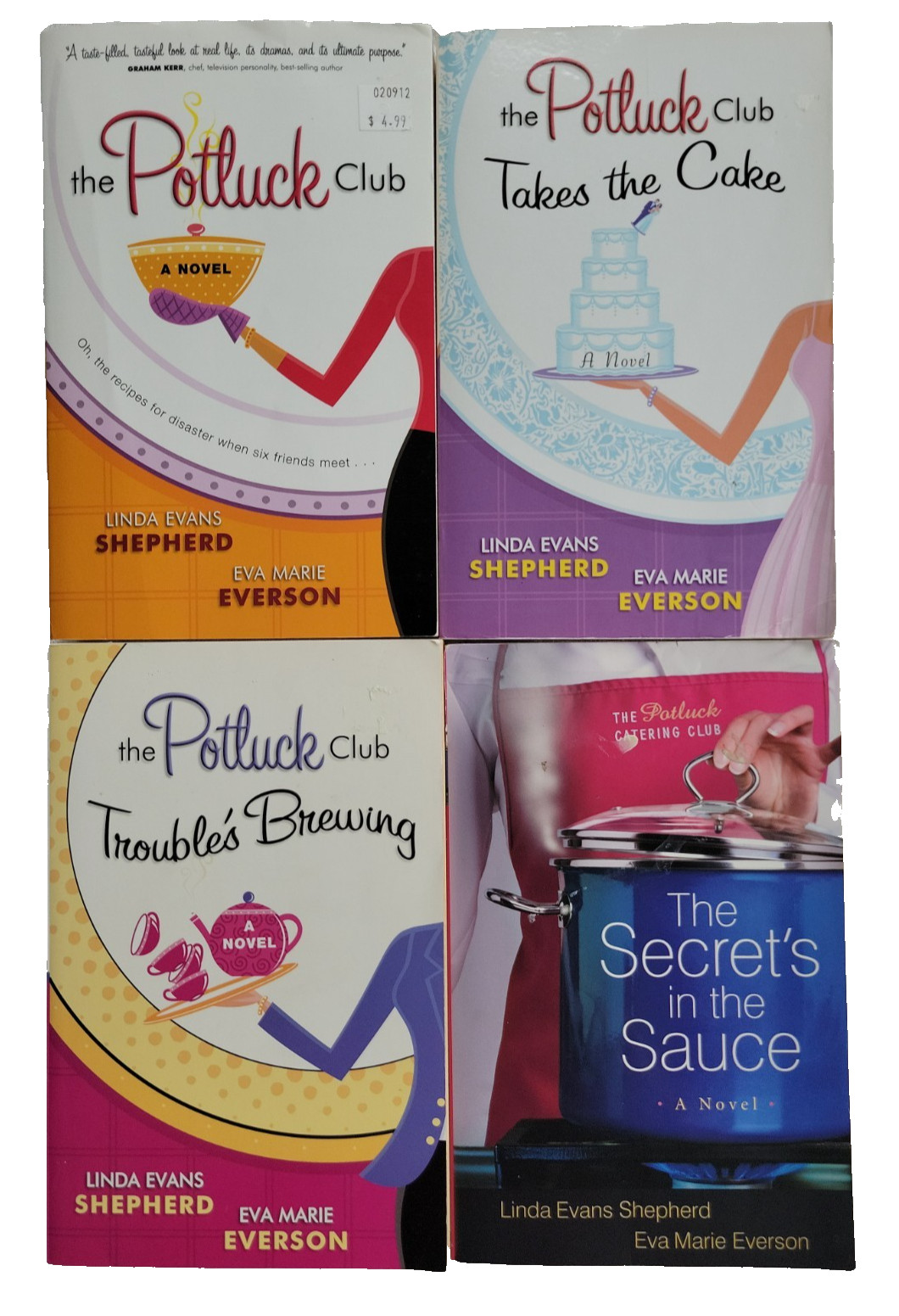 Lot of 4, Linda Evans Shepherd, Potluck Club, Take the Cake, Catering Club TPB