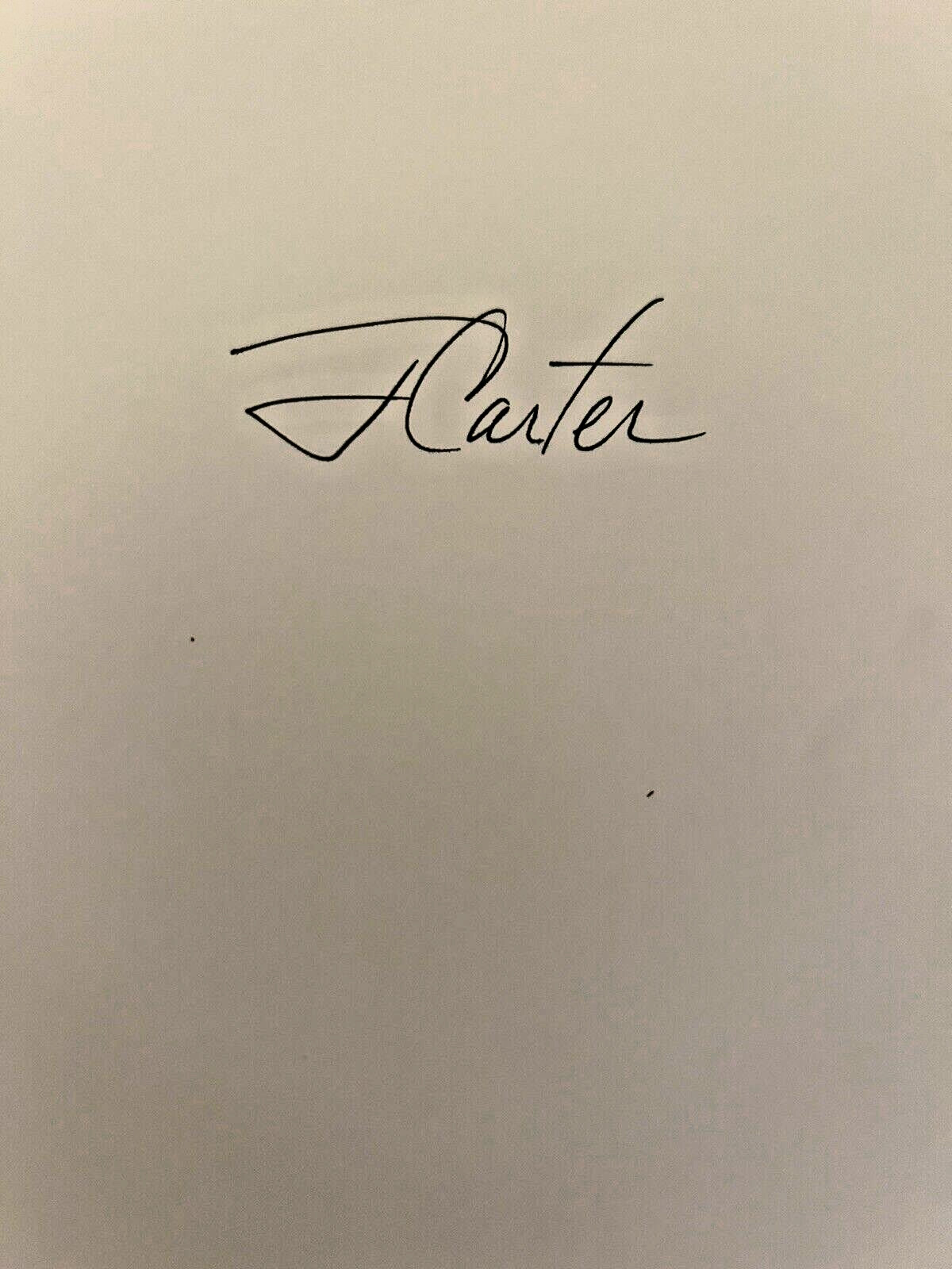 Signed Jimmy Carter An Hour Before Daylight First Ed HCDJ And Library Ticket