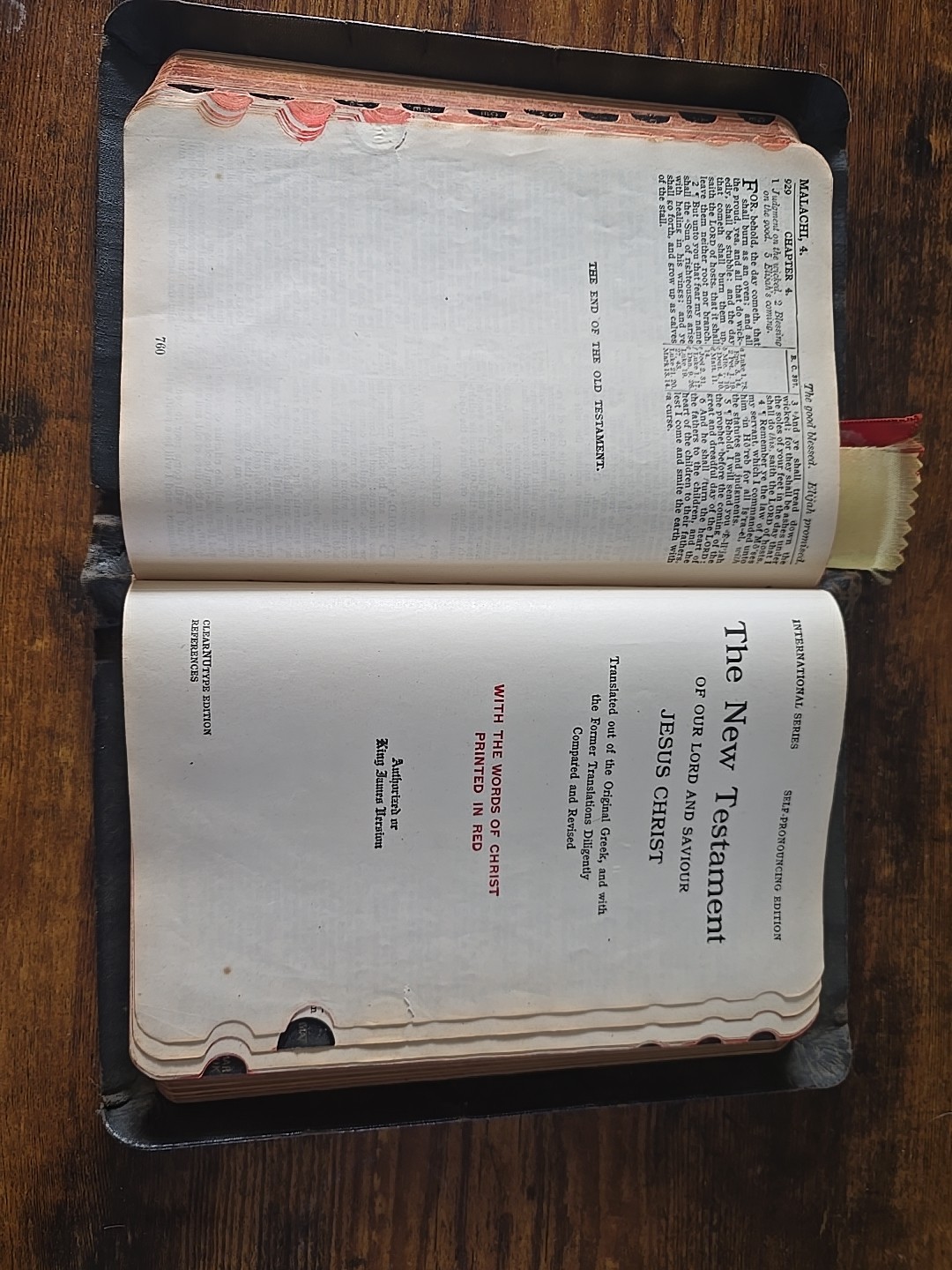 Holy Bible Self Pronouncing With the Words of Christ Printed in Red vintage