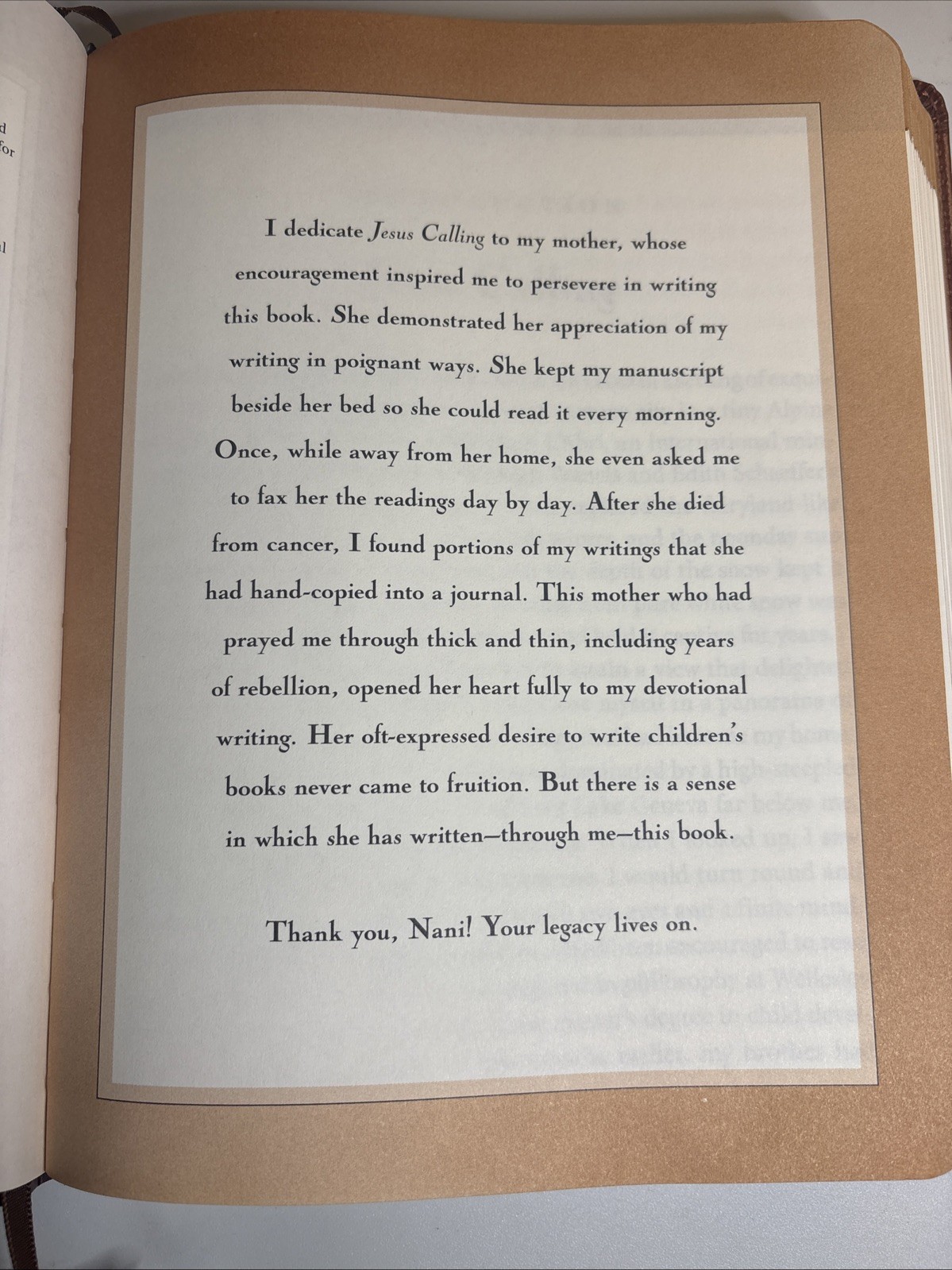 Jesus Calling, Large Text Brown Leathersoft, with Full Scriptures~New