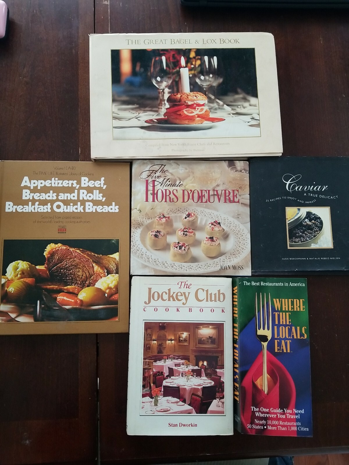 Vintage Lot of 6 Cookbooks and Restaurant Guide. Caviar, Jockey Club, Bagels