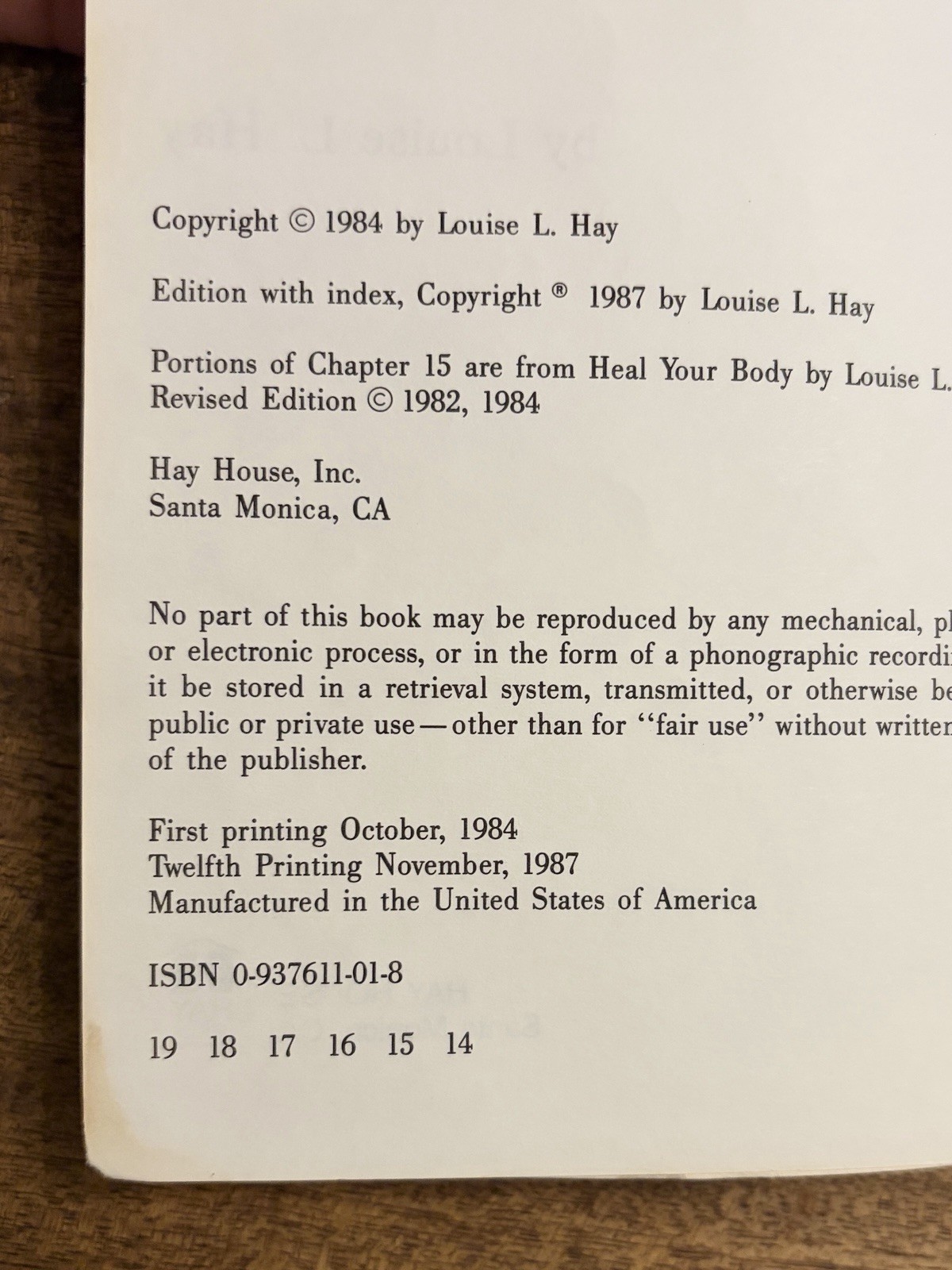 You Can Heal Your Life Louise Hay 1987 Paperback Self Help Hay House New Age
