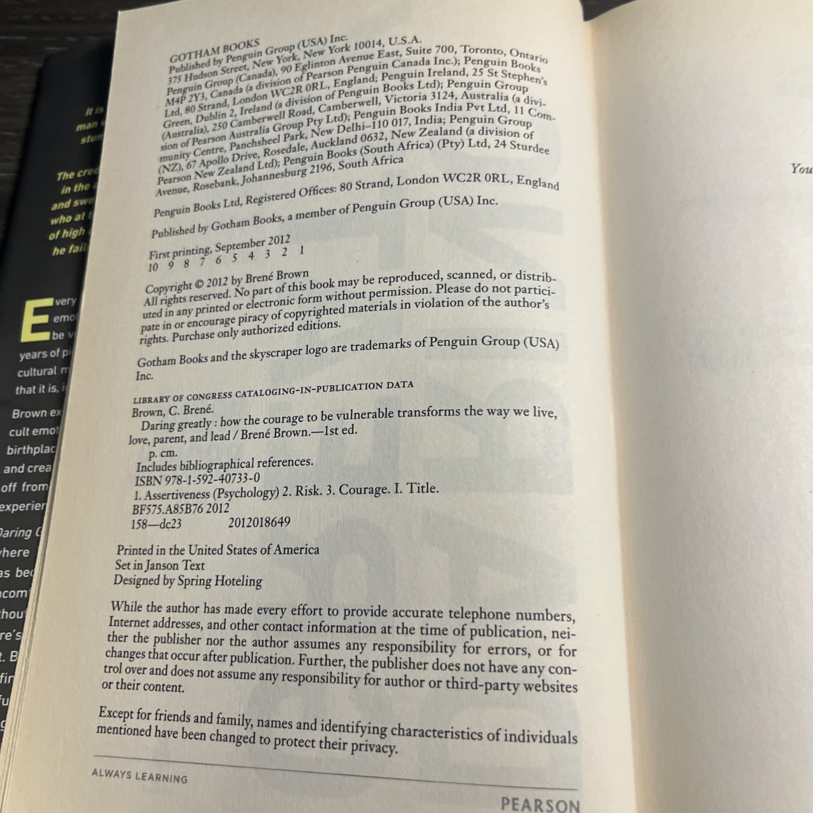 DARING GREATLY By Beene Brown- 1ST EDITION/ 1ST PRINTING SIGNED. Very good