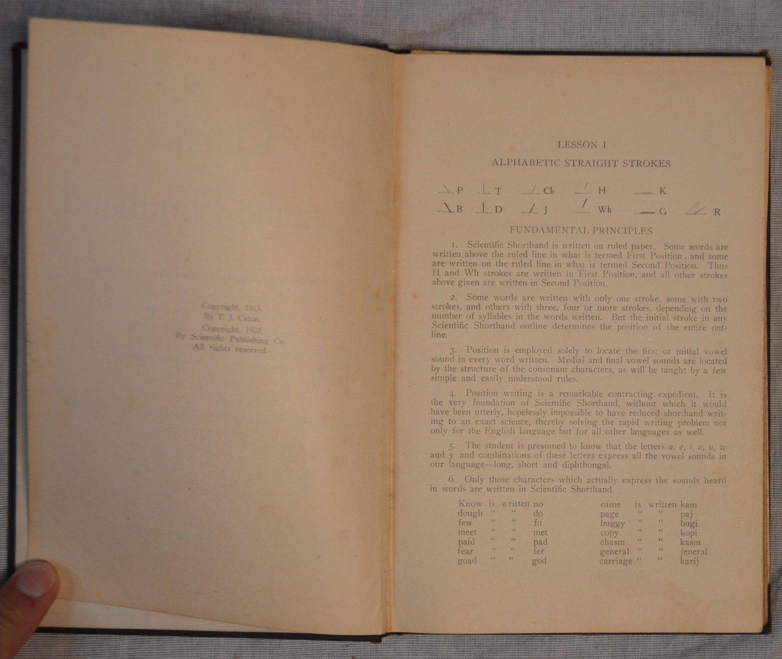Caton Scientific Shorthand Book VTG Stenography 1922 Scientific Publishing