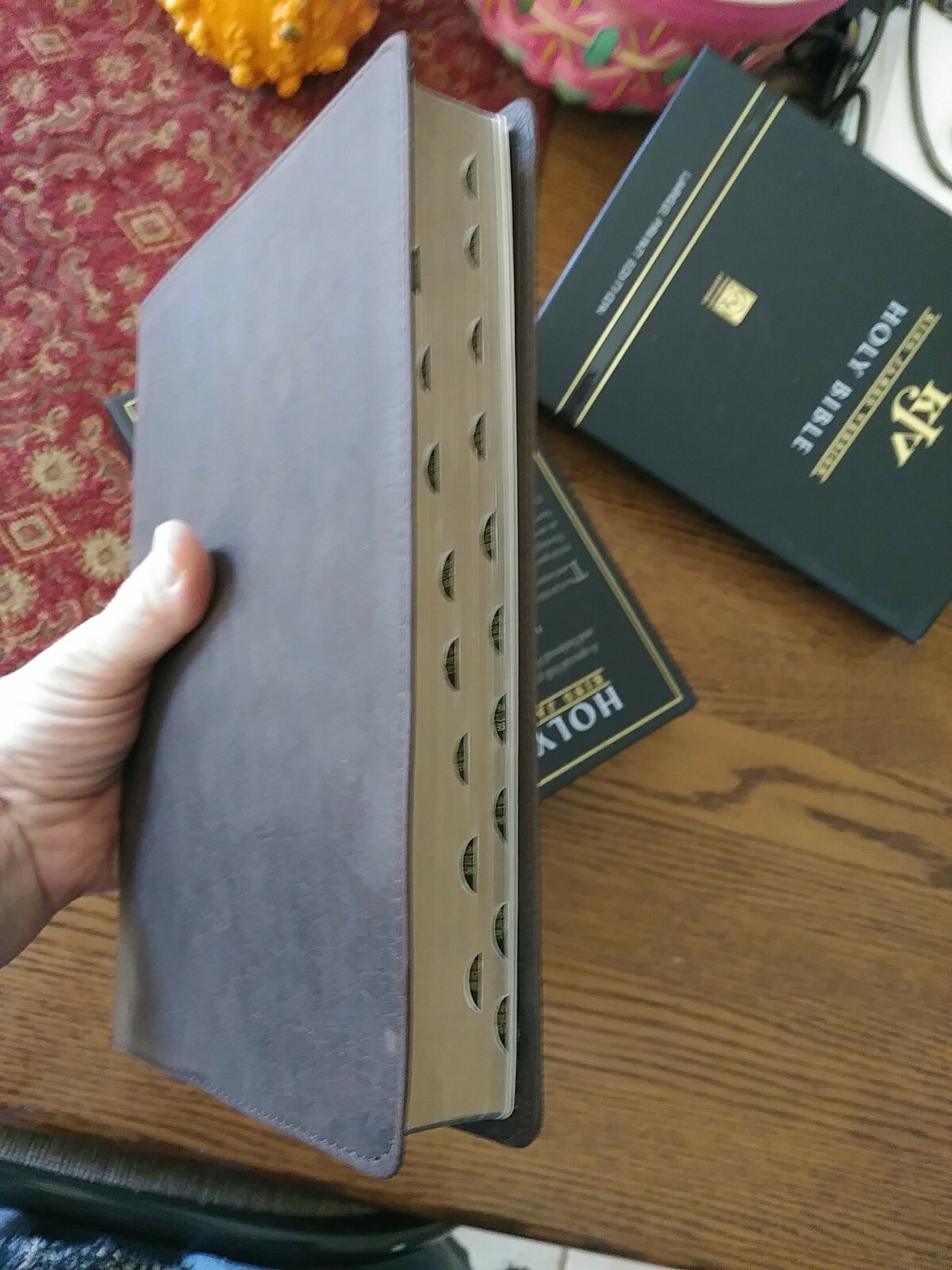 KJV Genuine Leather Brown Bible Thinline Large Print Thumb Indexed Cowhide NEW