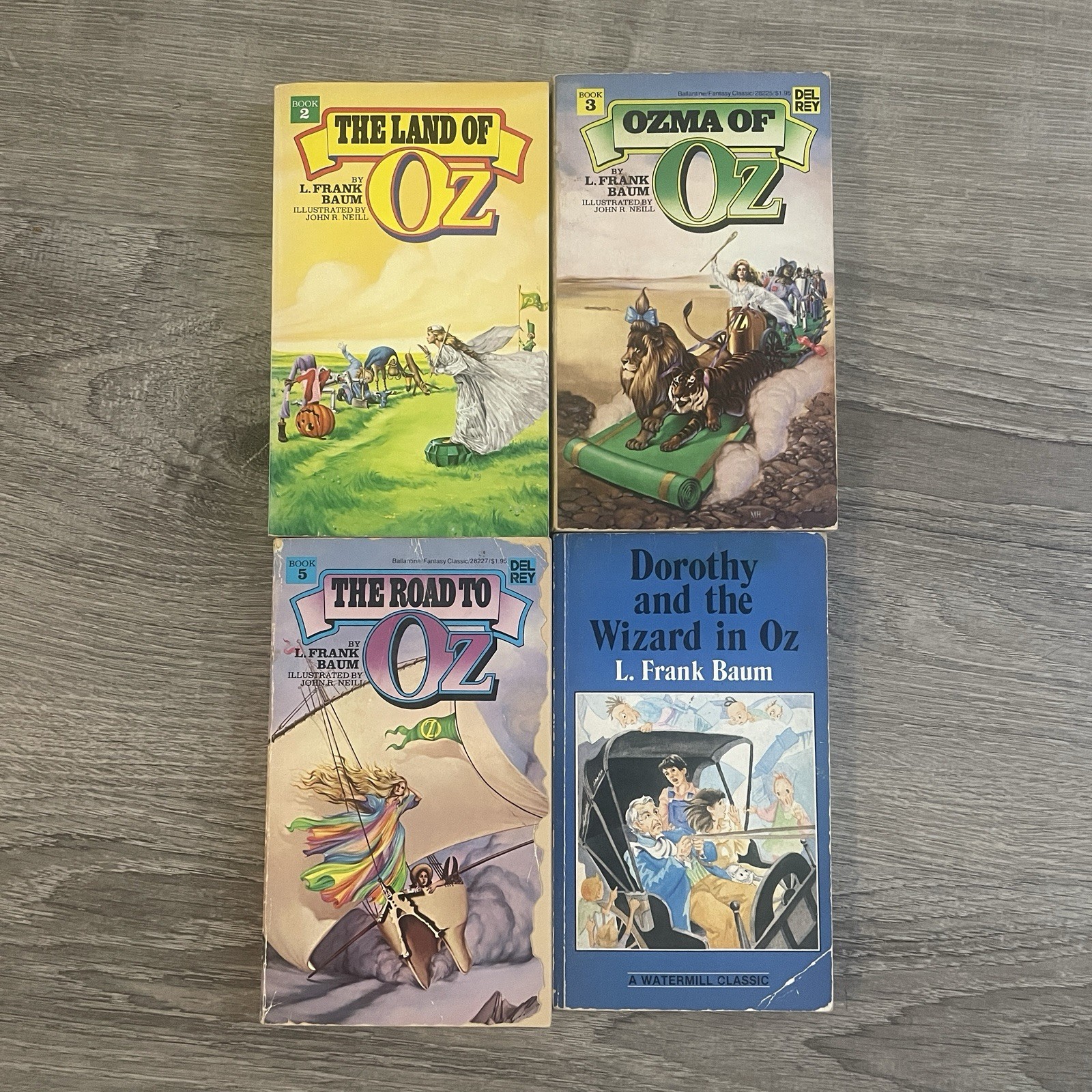 L. Frank Baum 4 Book Lot Dorothy the Wizard of Oz Del Rey Land Ozma Road 2 3 5