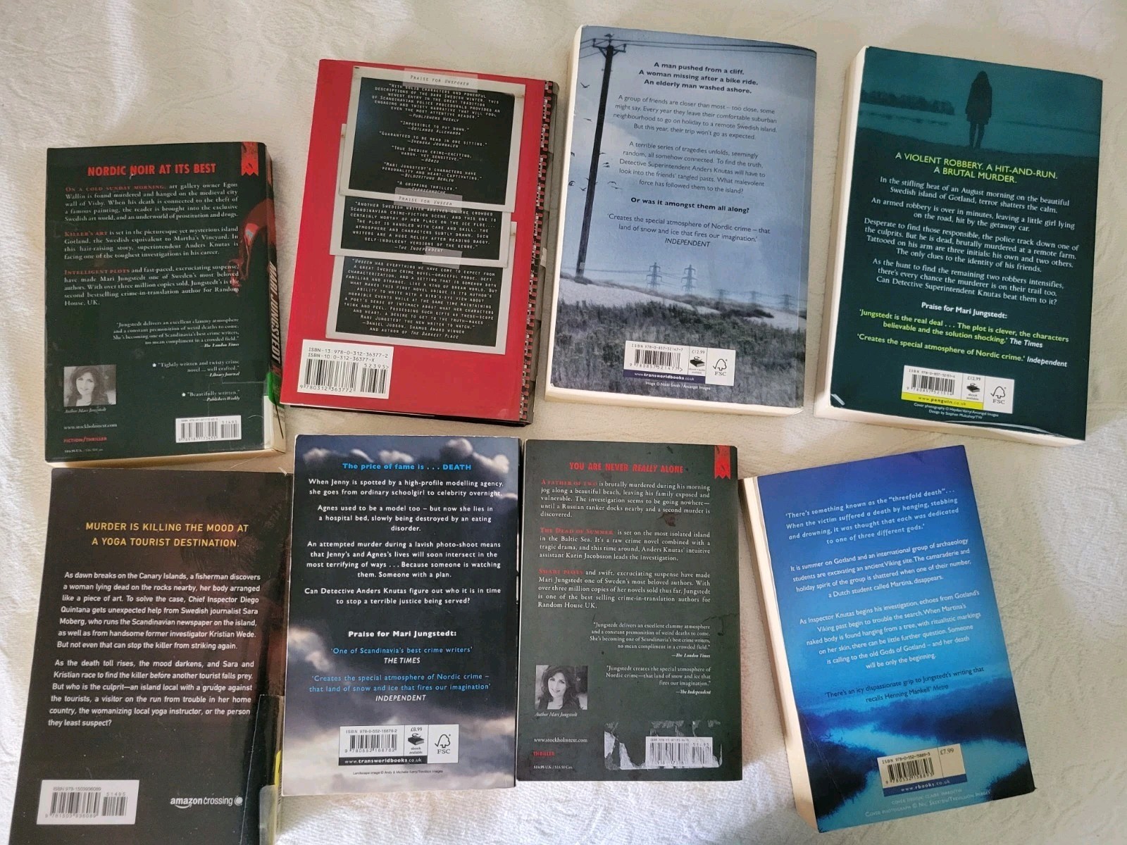 Lot Of 8 Mari Jungstedt Scandinavian Thrillers, Very Good