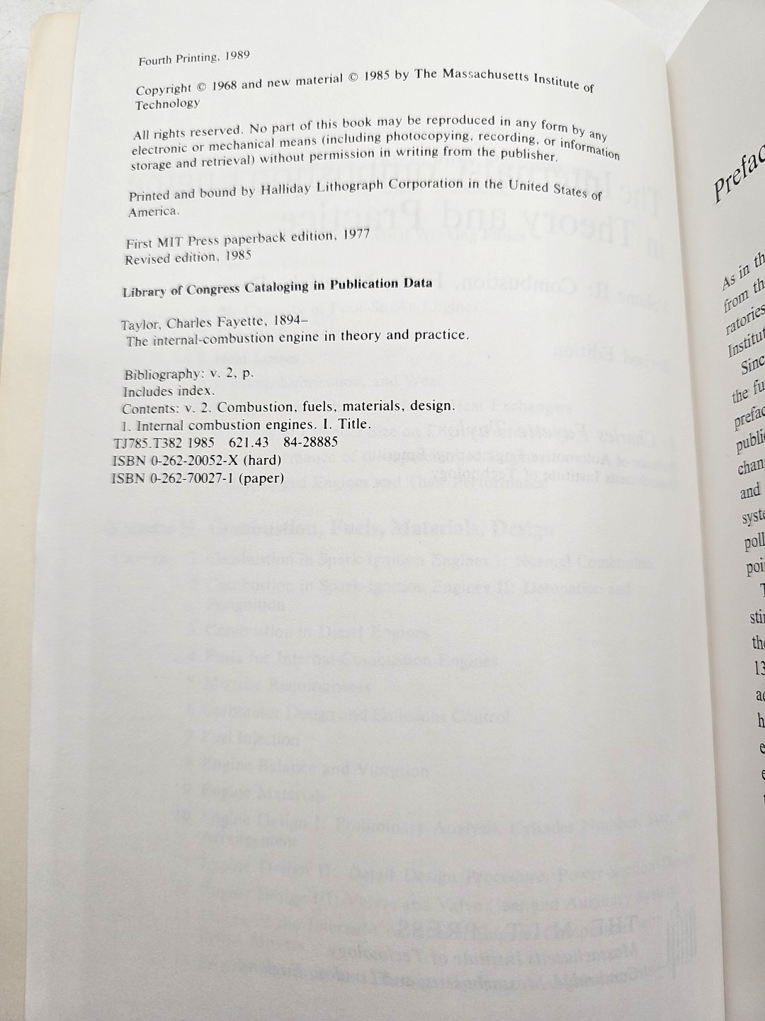The Internal Combustion Engine In Theory And Practice Volumes 1 & 2 w/ 4 Inserts