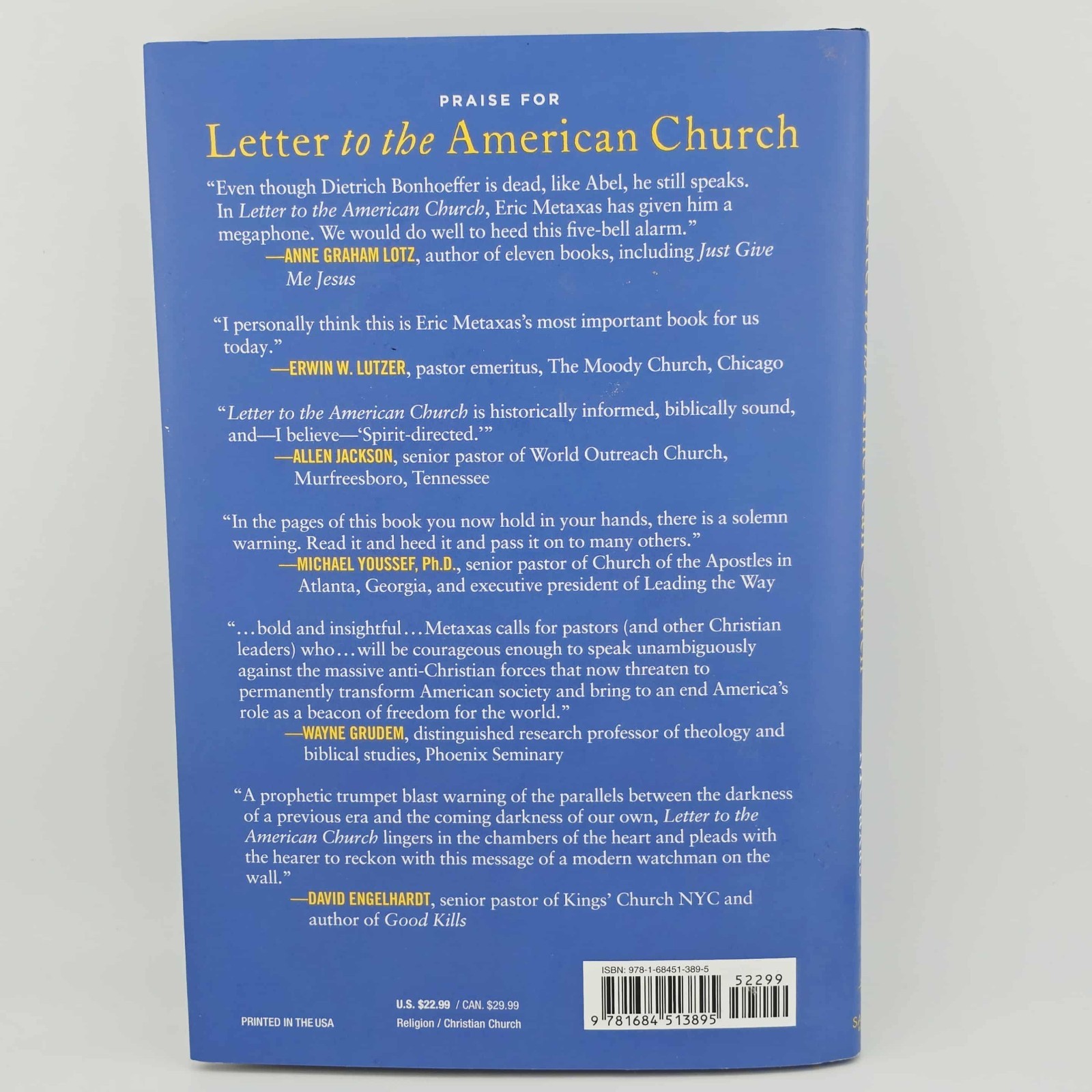 Letter to the American Church – Hardcover By Metaxas, Eric – GOOD