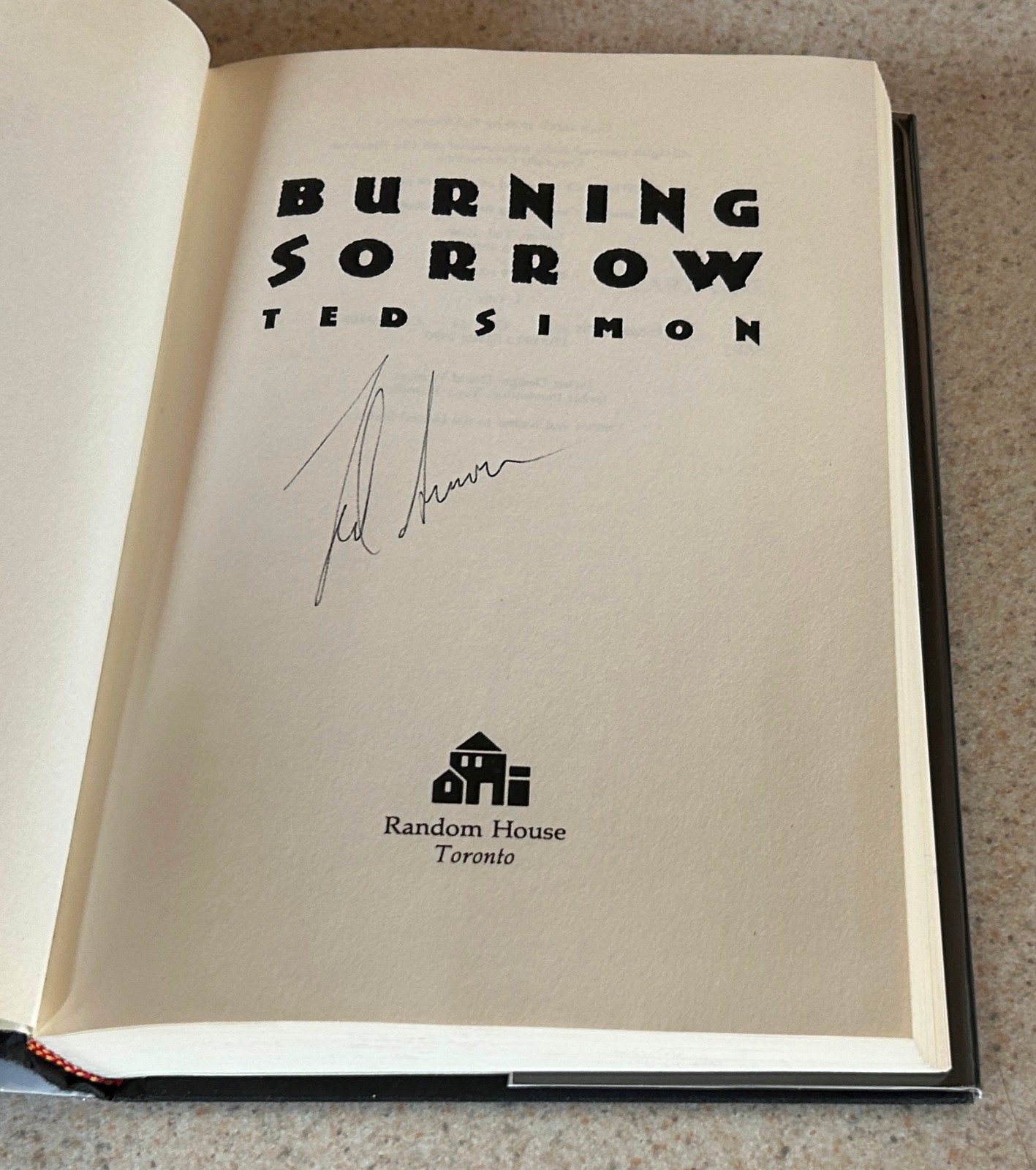 Ted SIMON — Burning Sorrow (Thriller) — 1990 SIGNED 1st Edition Hardcover