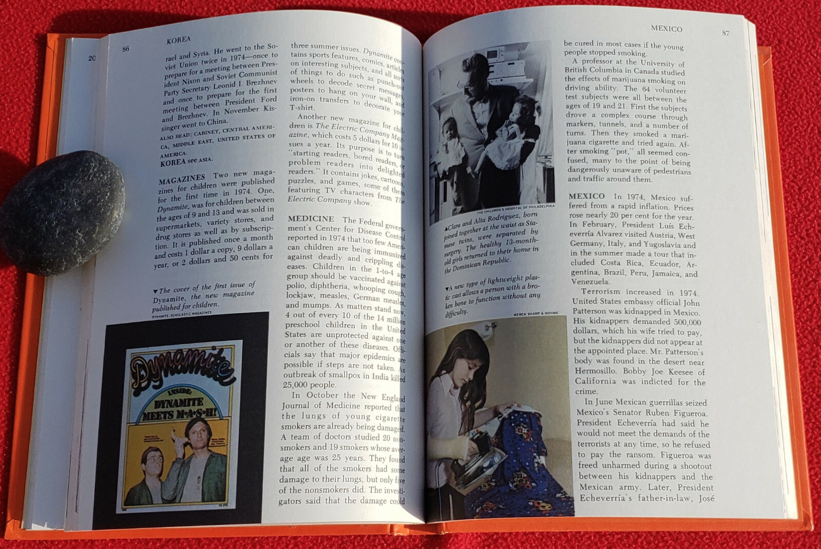 1975 Yearbook Young Students Encyclopedia – Events Of 1974 Hardcover 160 Pages
