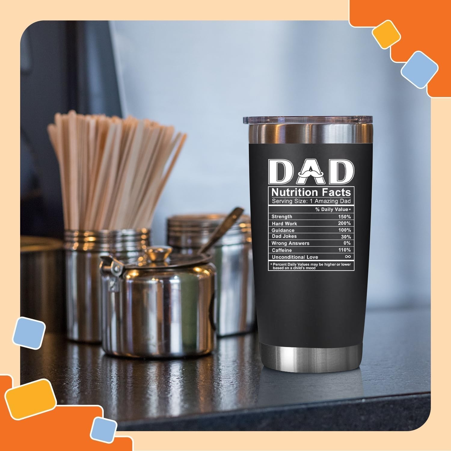 Funny and Functional 20 Oz Stainless Steel Tumbler – Gifts for Dad from Kids