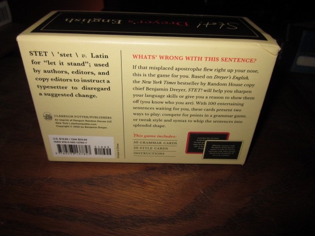 Stet! Dreyer’s English A Game for Language Lovers, Grammar Geeks, & Bibliophiles