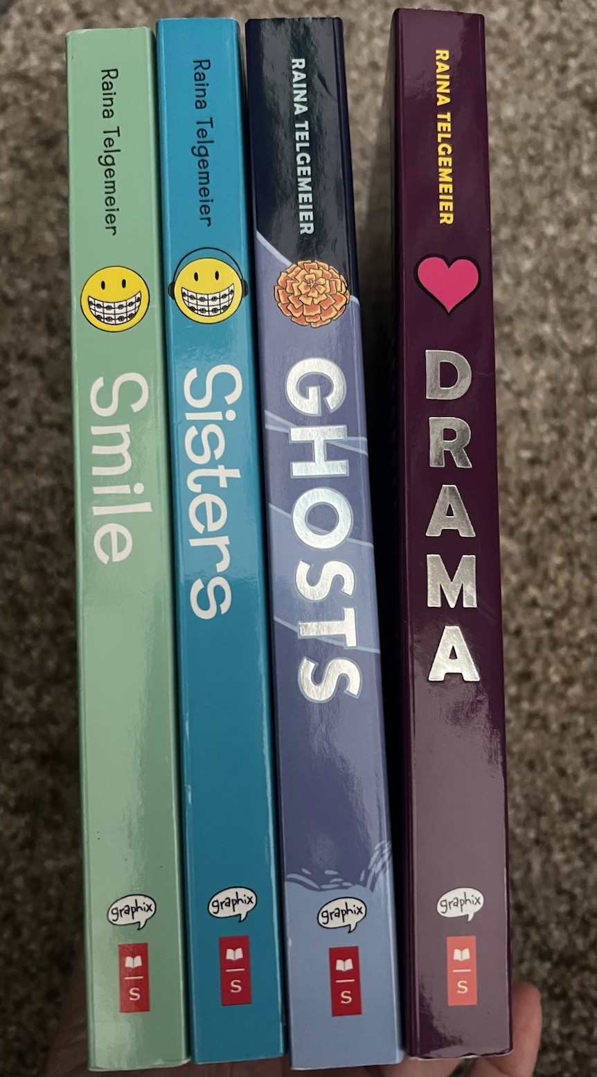 Raina Telgemeier 4 Book Paperback Set Smile Sisters Drama Ghosts Graphic Novels