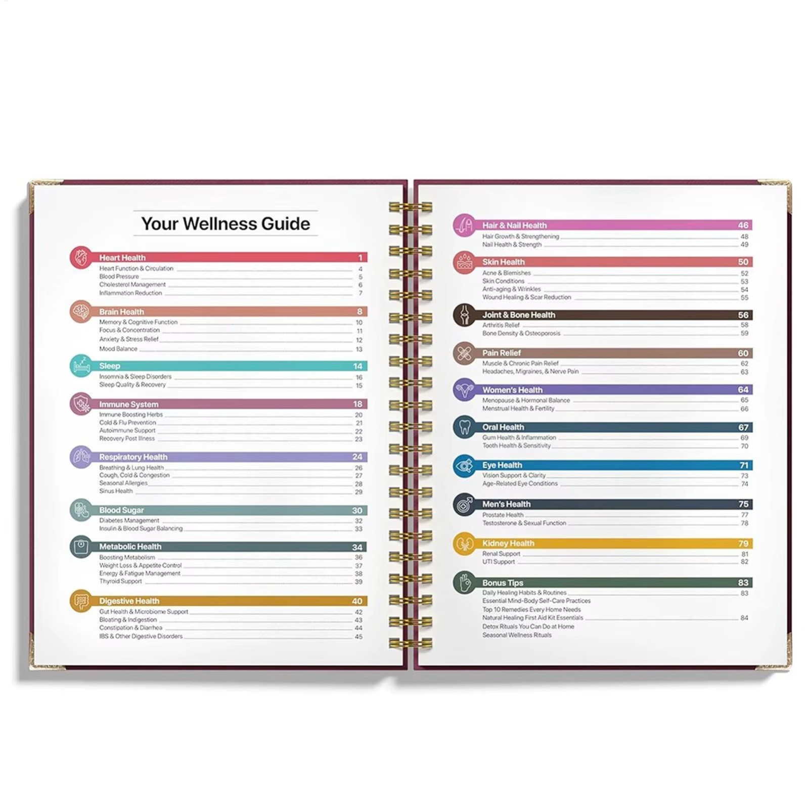 The Natural Healing Handbook, Spiral-Bound Guide for Herbal Remedies and Natural