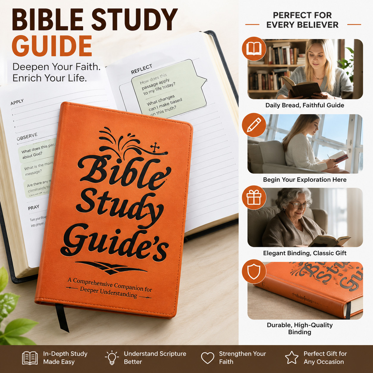 66-Page Bible Study Guide, Daily Devotional Journal,Study Notebook Based Planner