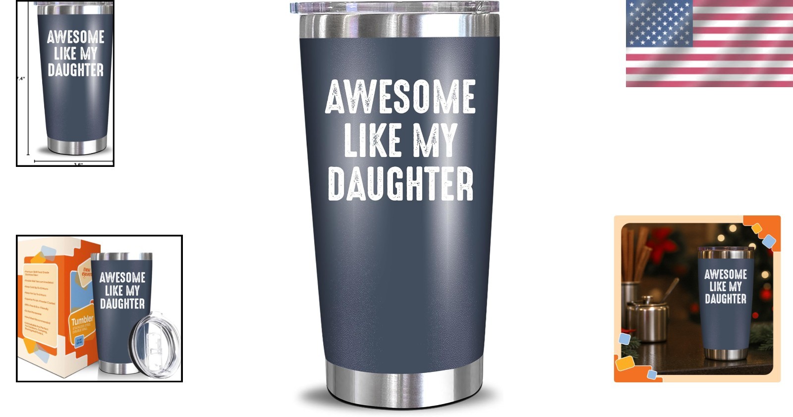 Cool 20 Oz Stainless Steel Tumbler for Dad: Gifts from Daughter, Fun Design