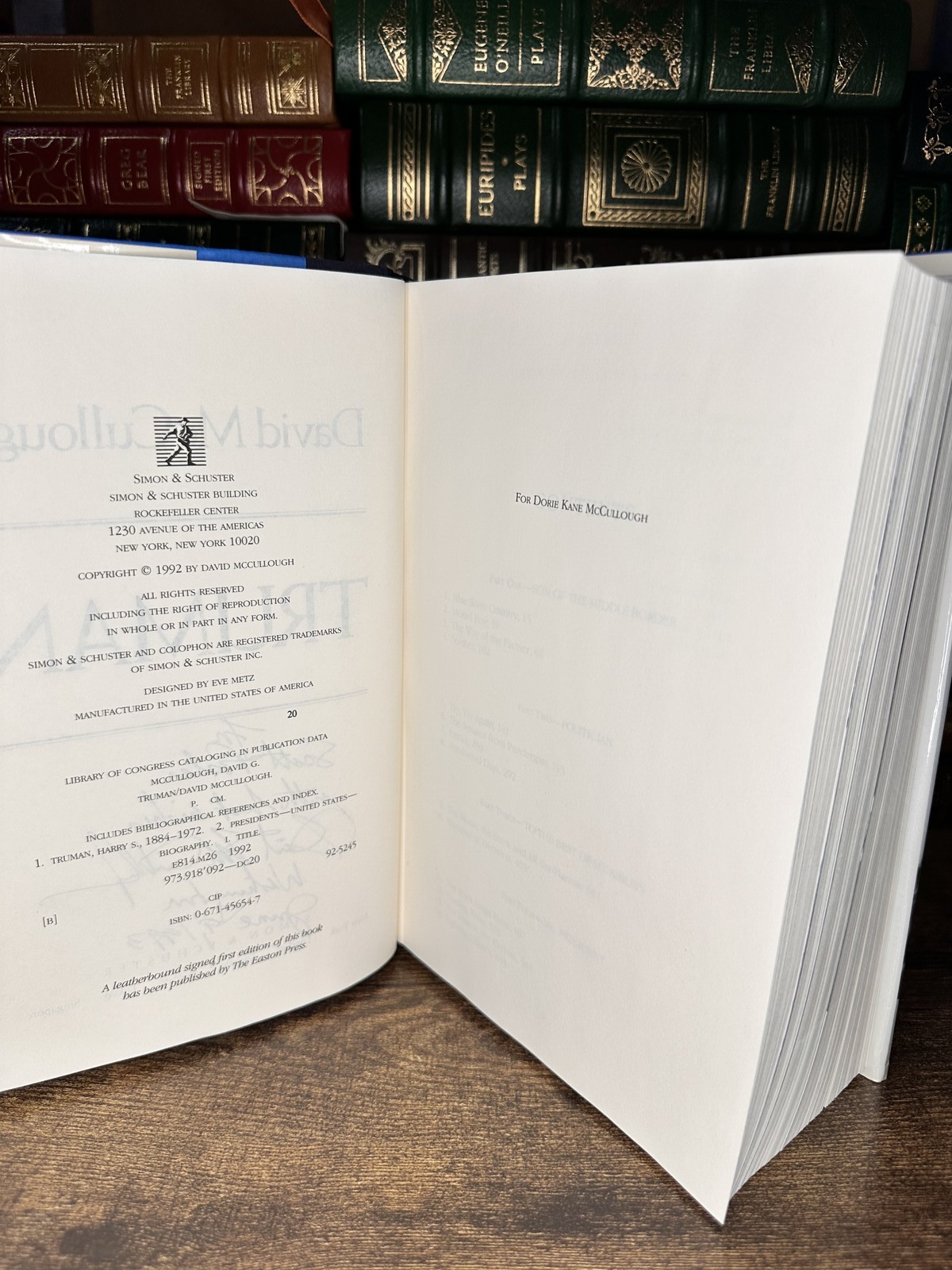 Truman David McCullough SIGNED Inscribed First Edition 1992 HC DJ