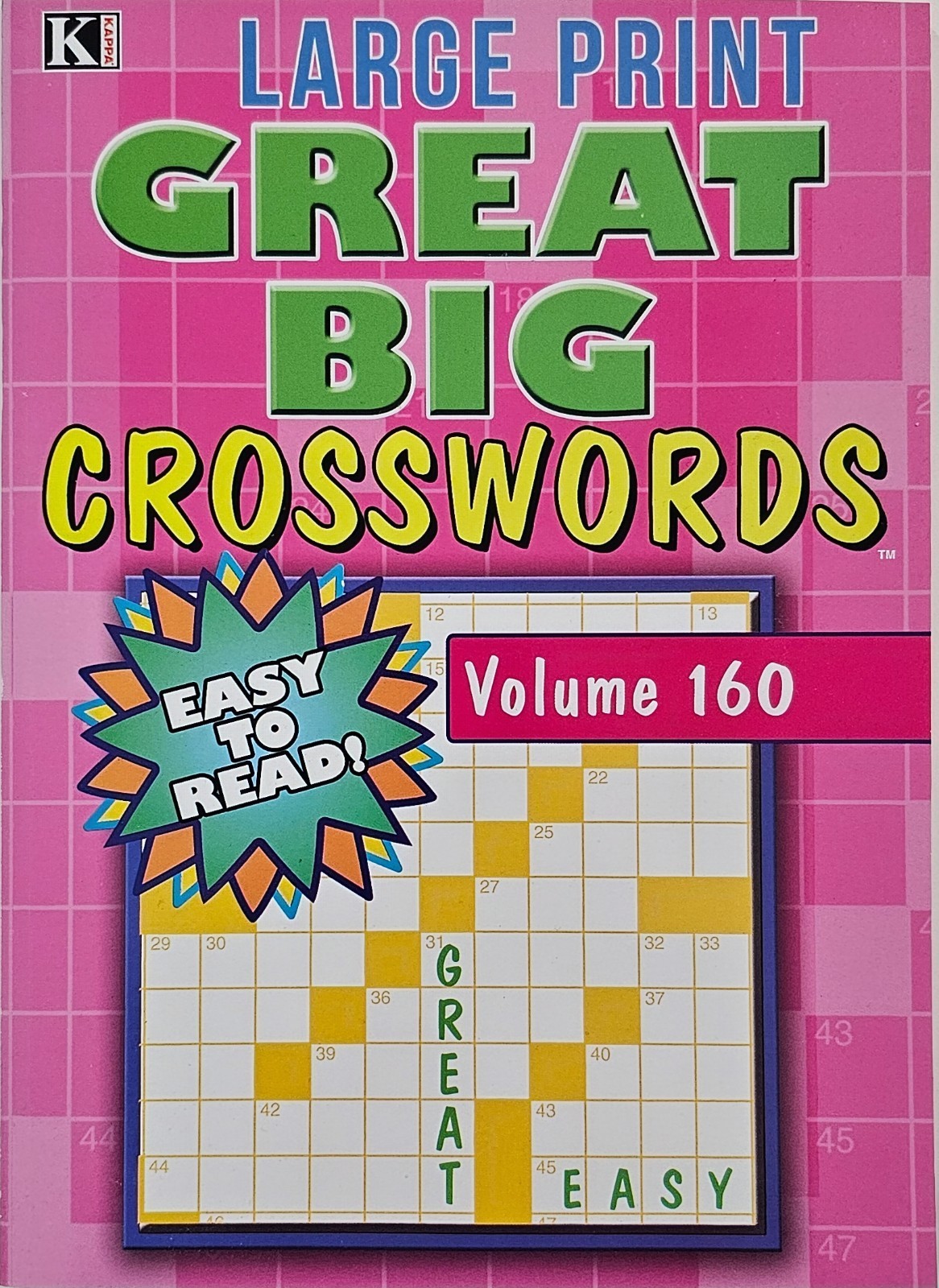 New 5 Large Print Great Big Crosswords Kappa Puzzle Books Vol#155-163 Fun Hobby