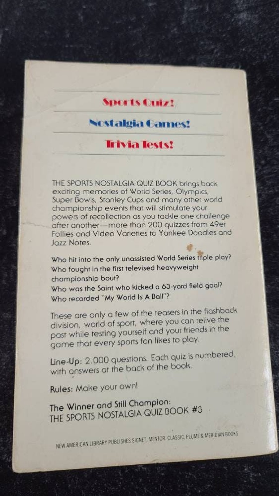 The Sports Nostalgia Quiz Book 3