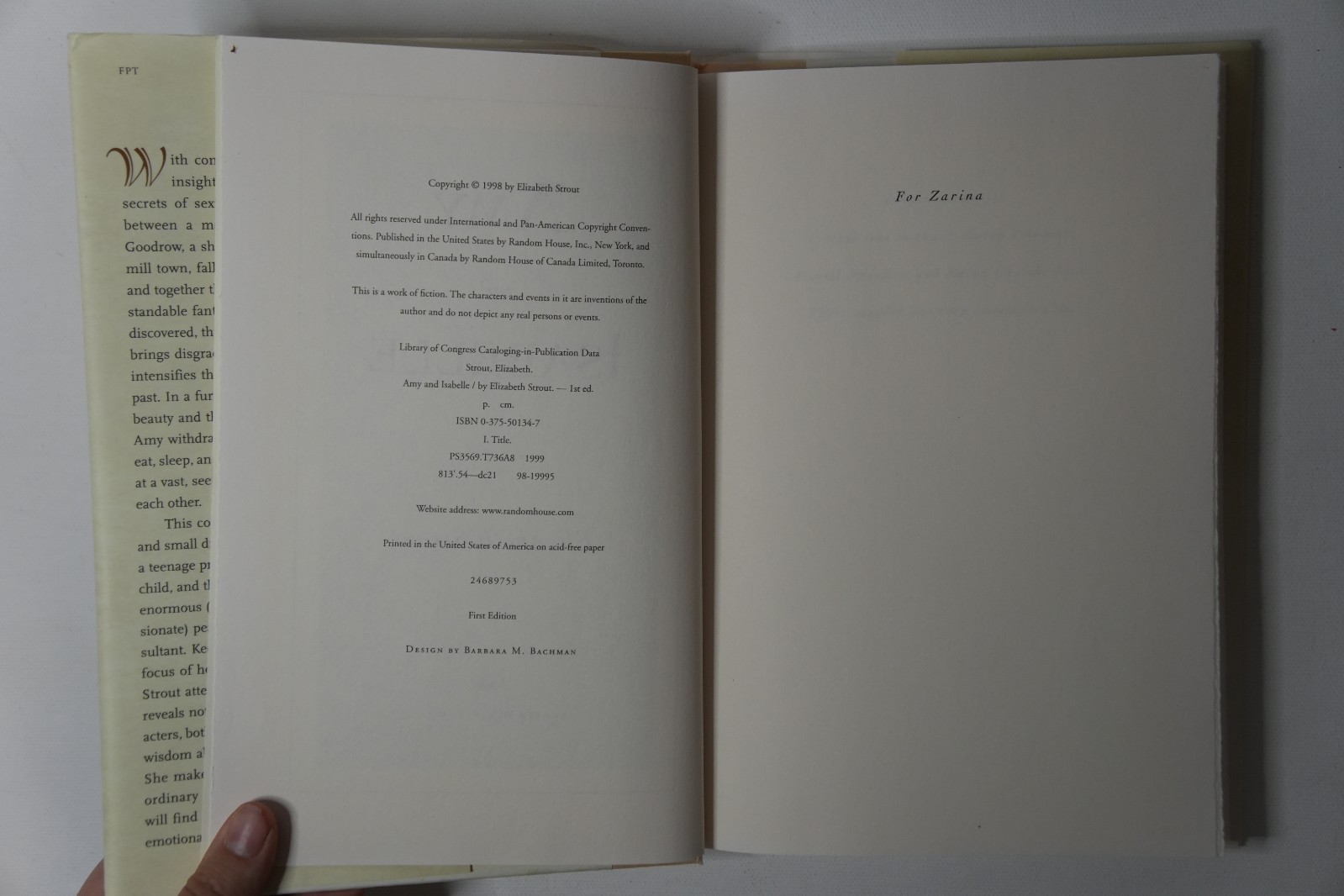 Amy and Isabelle a novel Elizabeth Strout first edition First Print 1999