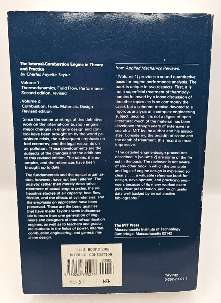The Internal Combustion Engine In Theory And Practice Volumes 1 & 2 w/ 4 Inserts