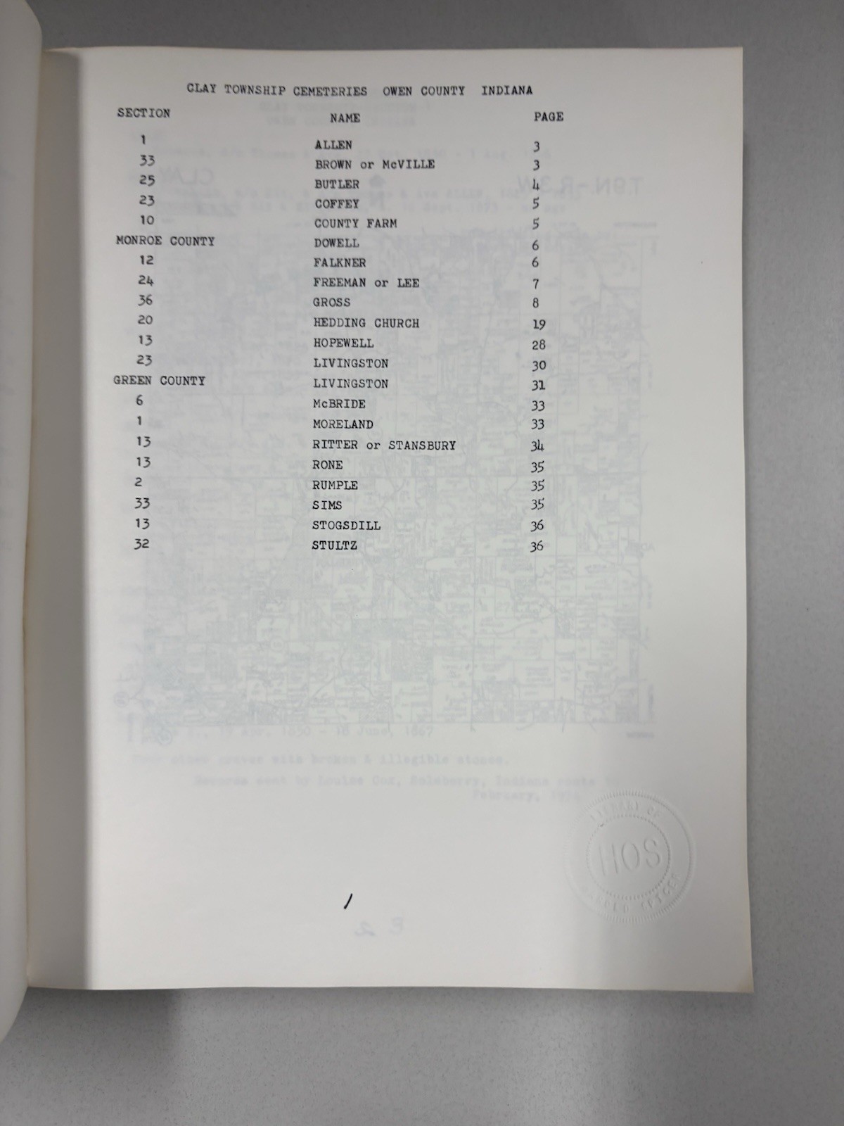 1983 Owen County Indiana Cemetery Listings Genealogy Gosport Spencer – 725 Pages