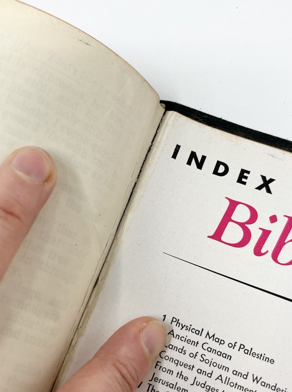 Holy Bible 1944 WW2 Era Concordance National Bible Press Large Print W/ Inserts