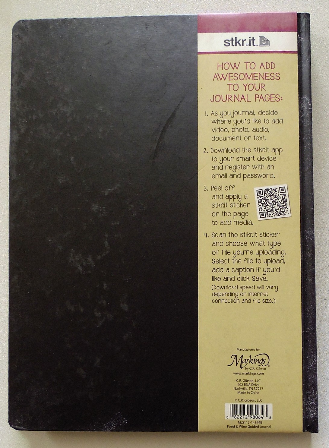 Foodie Journal – 160 Pages & 18 Recordable Stkr.it Codes ~ Restaurants & Wine
