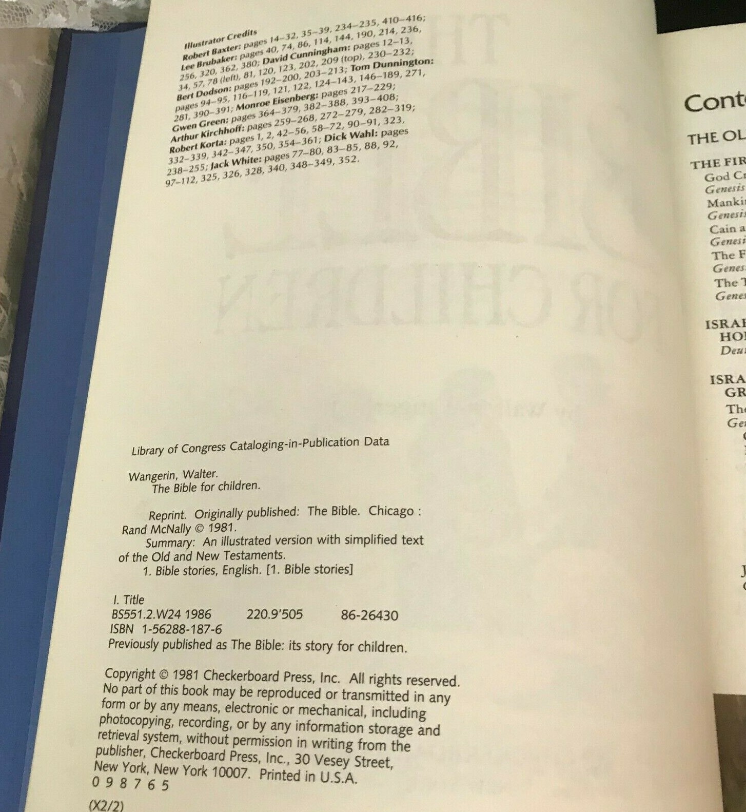 The Bible for Children by Walter Wangerin, Jr. 1987 Hardcover 416 Pages