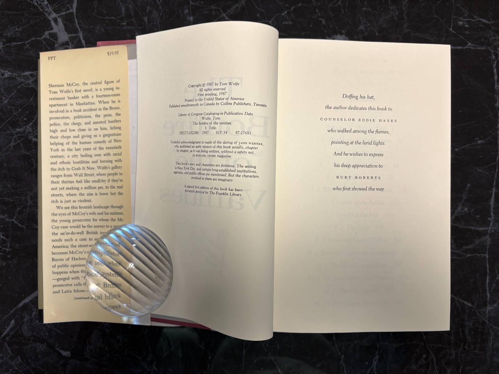 Tom Wolfe – Bonfire of the Vanities 1987 1st Edition/1st Printing Unclipped DJ