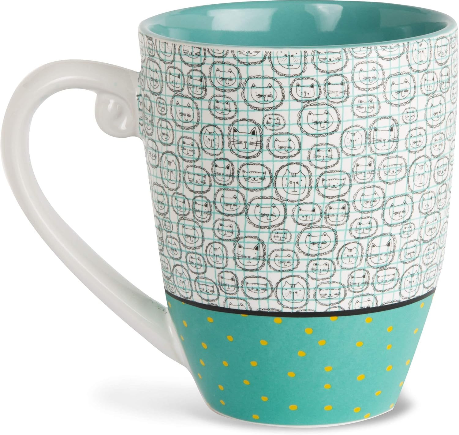 It’S Cats & Dogs Cat Mom Ceramic Extra Large Coffee Mug Tea Cup, 20 Oz, Teal