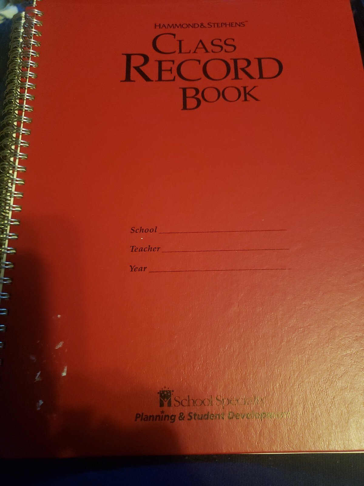 Hammond & Stephens 6 Week Class Record Book 8-1/2 X 11 Inches Red detailed