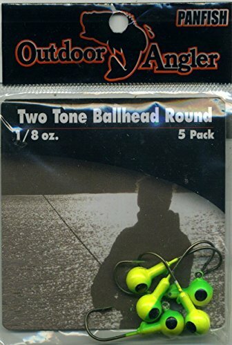 Outdoor Angler Chartreuse and Lime Two Tone Ballhead Round 1/8 Oz. 5 Pack Fish..