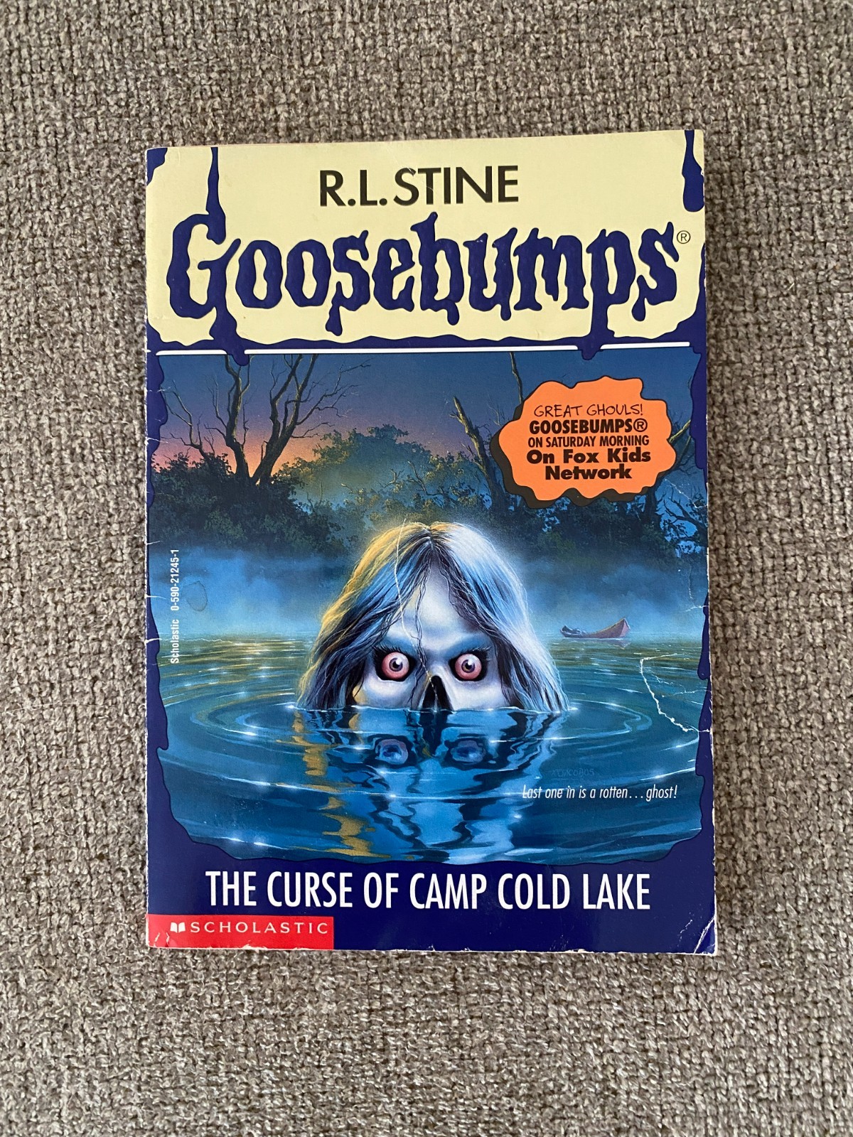 Good Thin Edition 1st print Goosebumps #56 The Curse of Camp Cold Lake ~ Stine